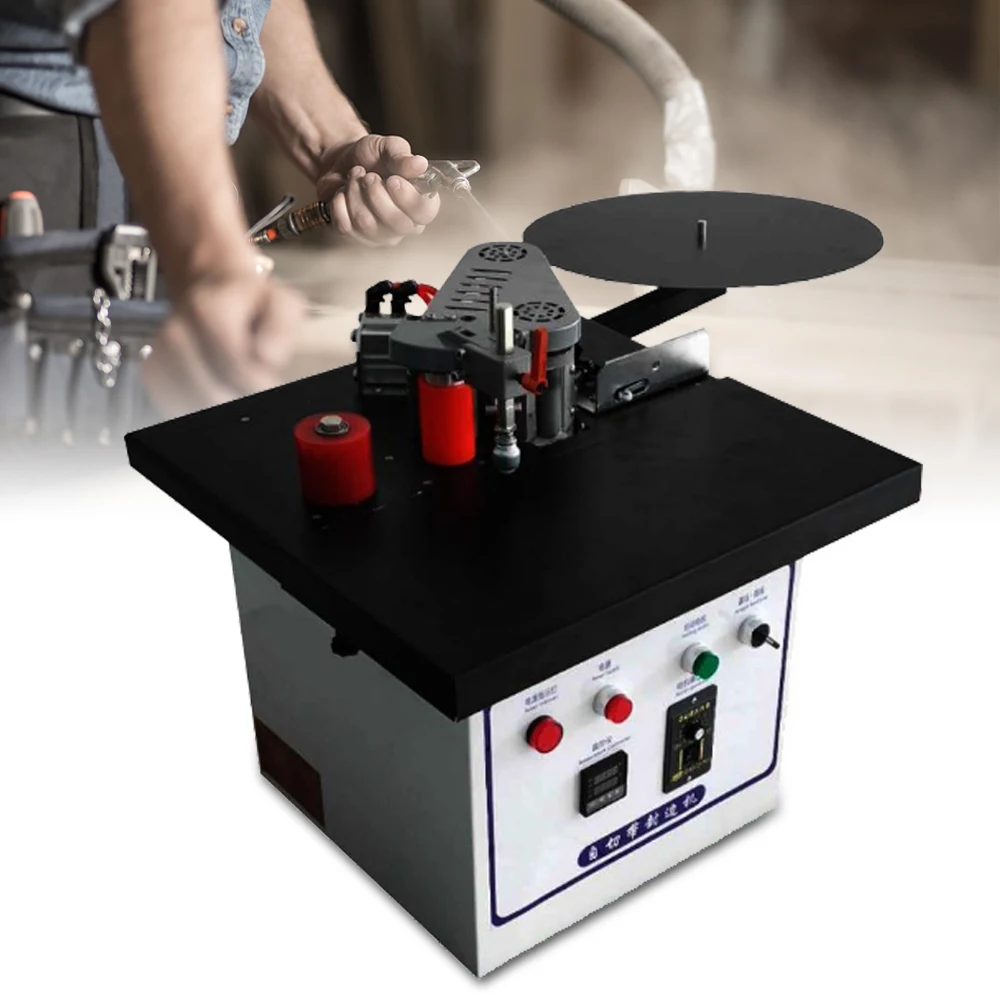 

Woodworking Edge Bander 110V Portable Edge Banding Machine Adjustable Speed Curve, Straight Line 50*50*42cm