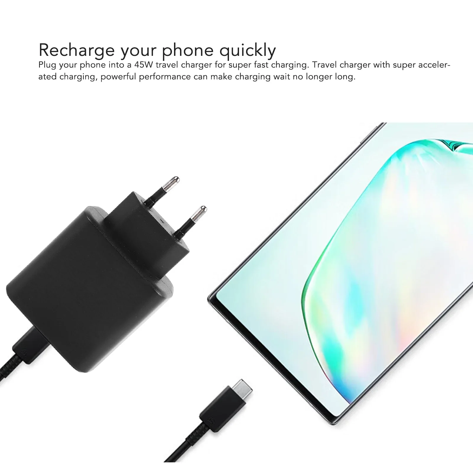 Phone Charging Adapter  Head for Galaxy S22 PD 45W Phone Fast Charging  Adapter Block for Android Devices Black