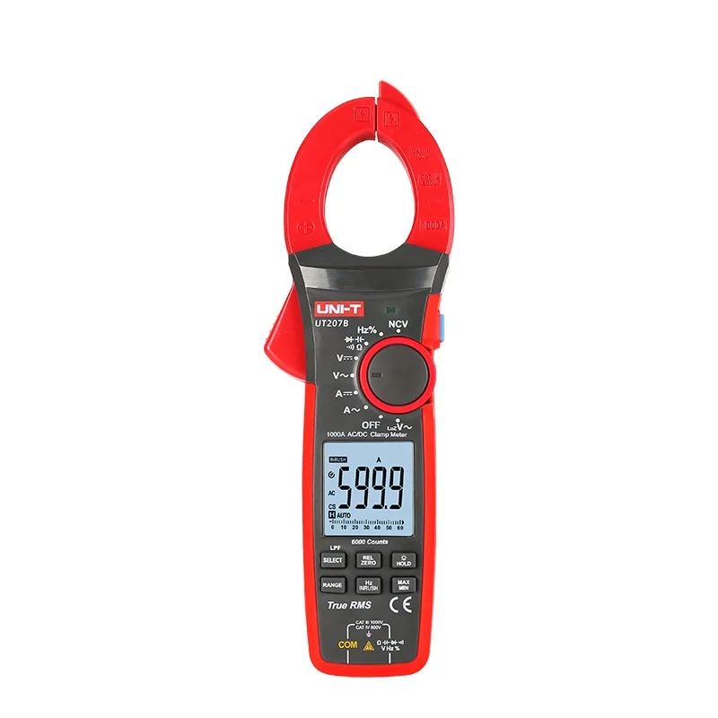 u ni-t UT207B Digital Clamp Meter Inrush Current AC/DC 1000A True RMS HVAC Volt Amp Ohm Meter LPF 6000 Counts