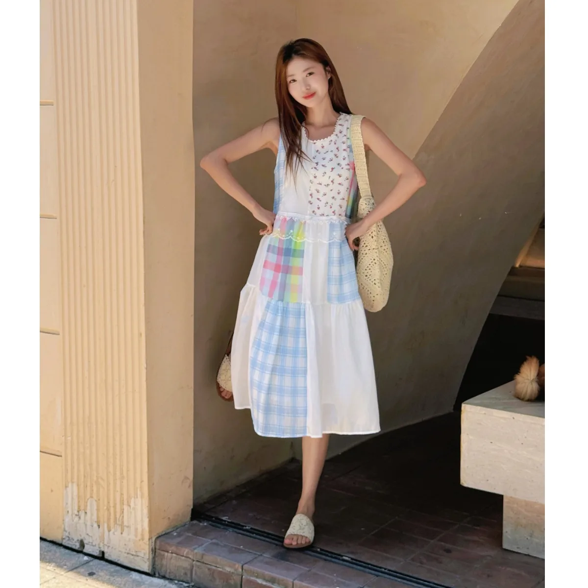 الرجعية الأزهار سترة تقسم اللون القطن الكتان Svel فضفاض الدكتور الصيف Vaion Sle ميدي تنورة ألياف البوليستر