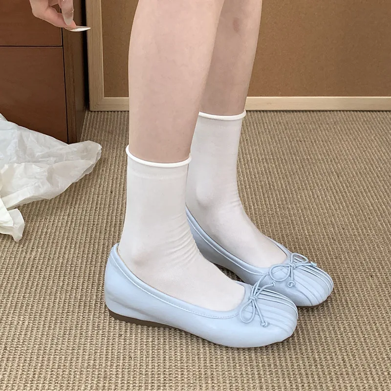 

Модные женские туфли без шнуровки на плоской подошве с узлом-бабочкой, женская обувь с круглым носком, увеличивающая рост, женская обувь на плоской подошве