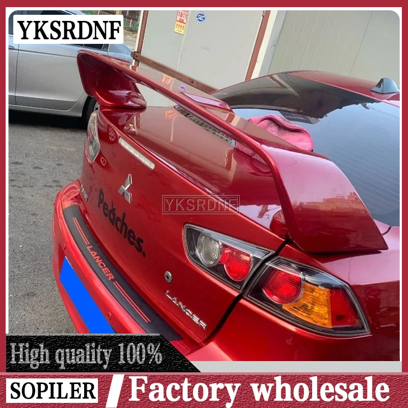 For Mitsubishi LANCER EVO Black Spoiler 2008 to 2015 ABS Material Primer Color Car Tail Wing Decoration Rear Trunk Spoilers Wing