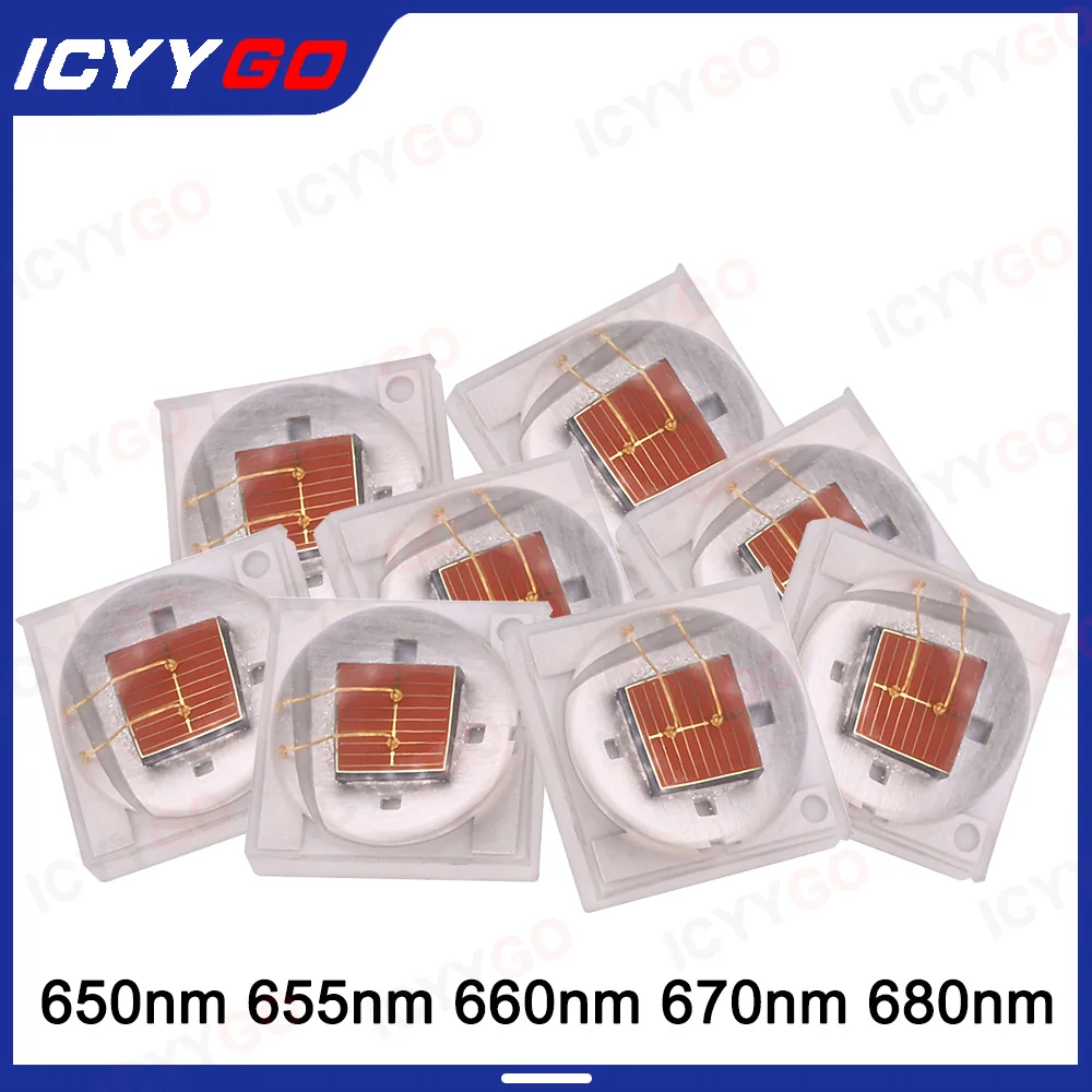 10 PCS 3W Deep Red Light SMD3535 Plant Growth Lamp Beads 650nm 655nm 660nm 670nm 680nm Ceramic High Power LED Light Source