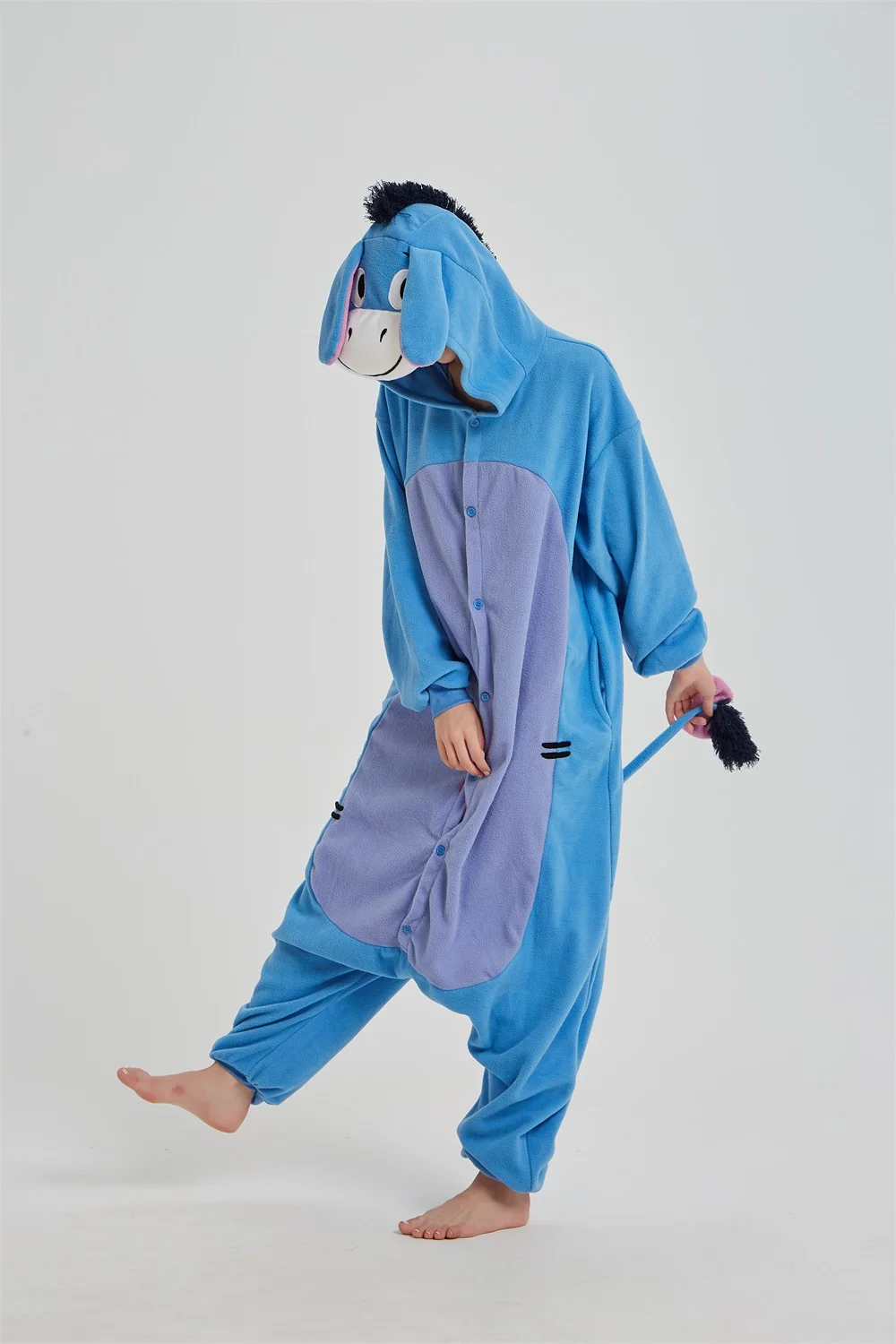 Azul Burro Cosplay Trajes Homens Mulheres Festival Diversão Bonito Terno Kigurumis Onesies Halloween Outfit Festa Macacão Animal Pijama