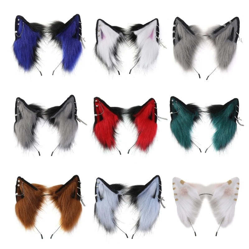 

Cartoon Headband Cat Foxes Ears Shape Hair Hoop Plush Carnivals Party Headpiece Cosplay Party Costume Props Unisex