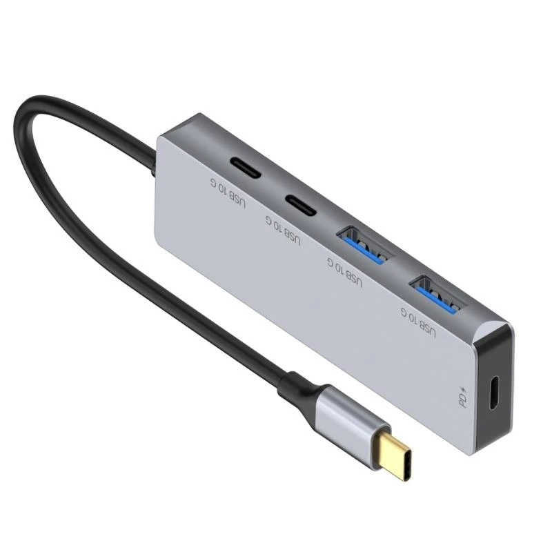 USB C Hub 10Gbps الألومنيوم 4-Port USB A USB-C 3.2 Gen 2 المحمولة USB C متعدد المنافذ محول PD100W شحن لأجهزة الكمبيوتر المحمول من النوع C