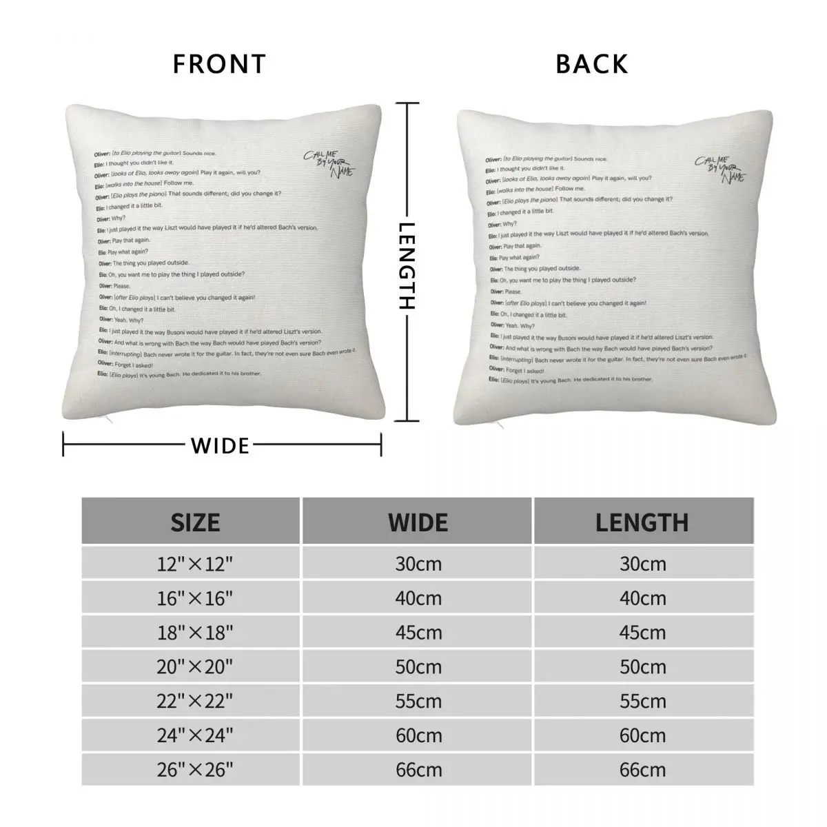 Call Me By Your Name Scene Square Pillowcase Polyester Linen Velvet Printed Zip Decorative Pillow Case Sofa Cushion Case