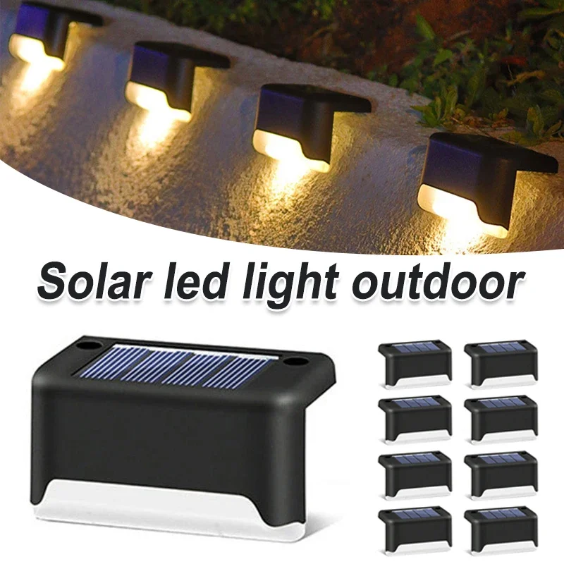 8/4PCS LED Solar Stair Lamp Outdoor Fence Light Garden Lights Pathway Yard Patio Steps Lamps Solar Night Light IP55 Waterproof