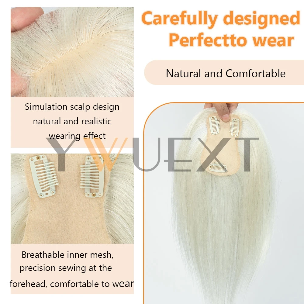 7x11cm Hair Toppers Middle Part Women Human Hair Topper with Lace Base Clips in Hair Extensions Human Hairpieces 6 Colors