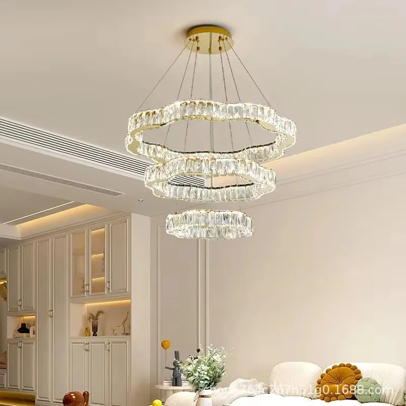 Crystal Chandelier Living Room Light 2025 New Flower Pattern Hall Main Light Modern Atmospheric Dining Room Light Luxury Light