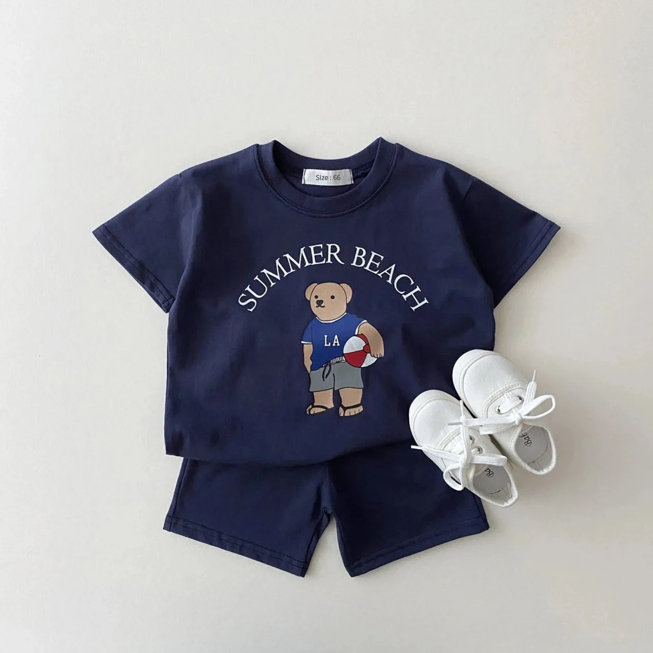 2023 Korea Baby Boy Clothing Set Toddler Kids Summer Clothes Cartoon Bear T-shirt+Shorts Two Piece Suit Newborn Boy Girl Outfits