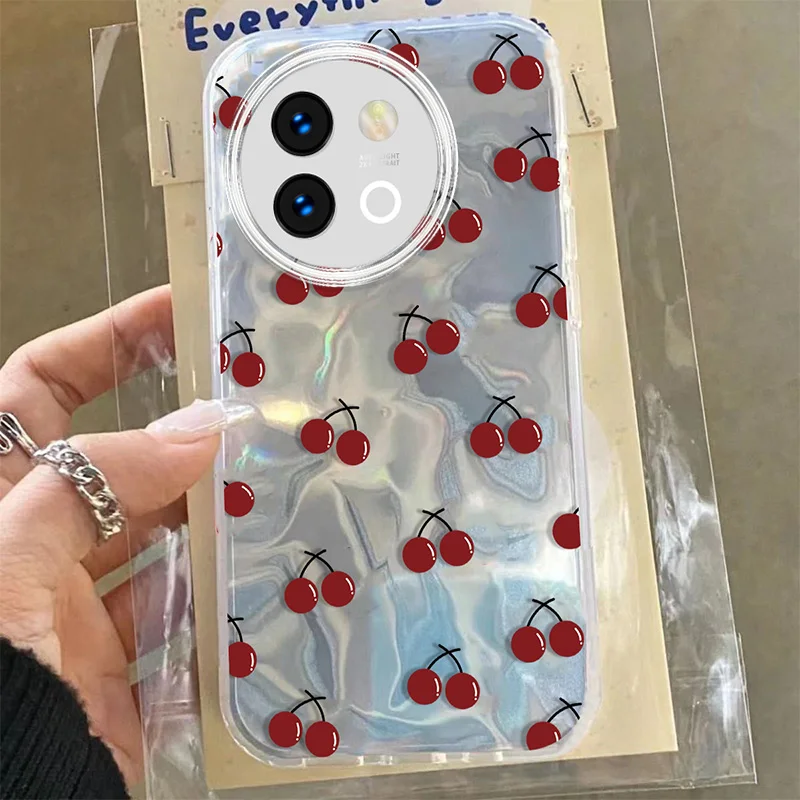 Laser Bow Fruit Case For Vivo V29 V40 Lite Y38 Y78 Y58 Y56 Fashion Strawberry Cartoon Girl Ripple Gloss Glitte Phone Cover Cases