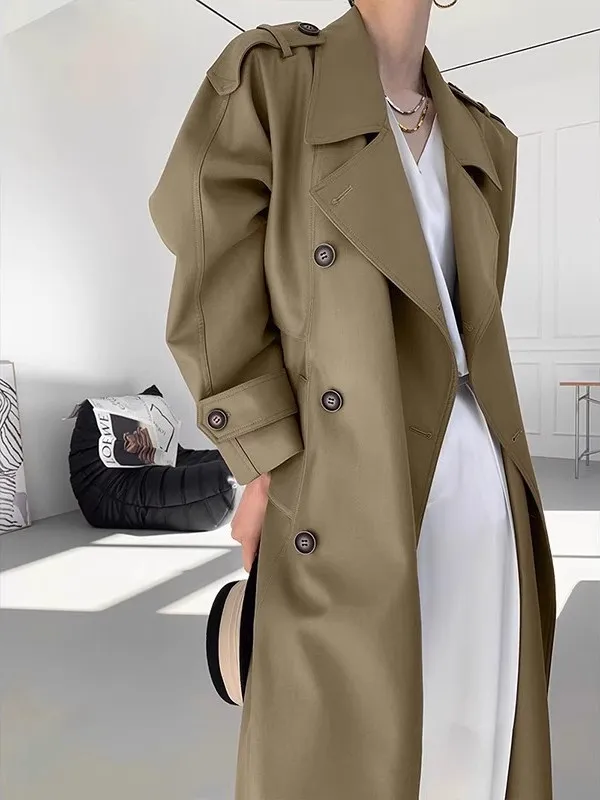 

Cé een Women's Coat Spring Autumn New Korean Sle High-End Sensation Super Beautiful Midi Briti Sle Coat Long Sve