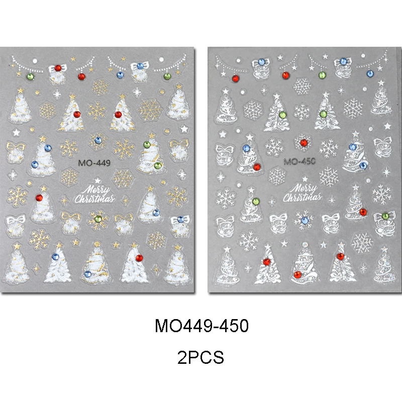 5d relevo arte do prego adesivos diamantes glitter branco árvores de natal bolas flocos de neve dourados decalques de unhas para dicas de manicure acessórios