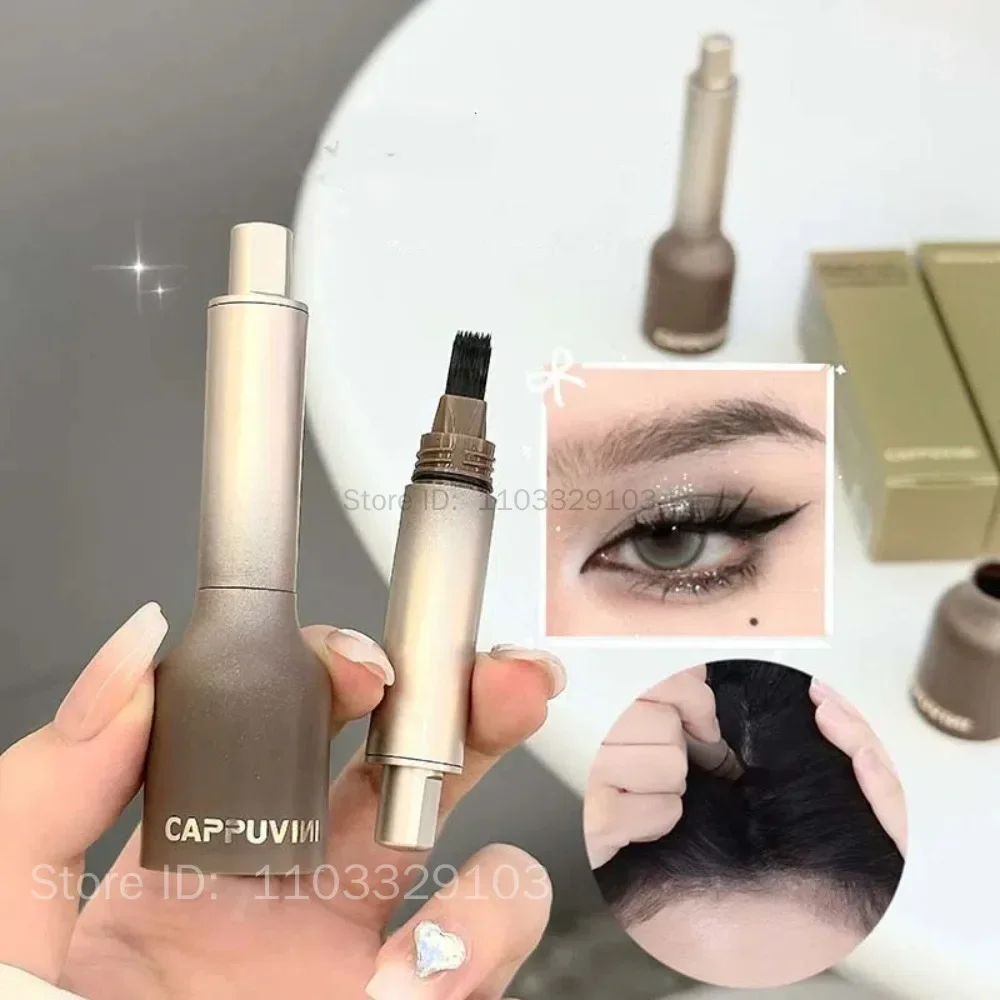 Dual-ใช้สีดํา Liquid Eyebrow ปากกาเส้นผมย้อมสี Stick ที่แตกต่างกันรากป่าคิ้ว Tattoo Quick Filling Outline Shadow แต่งหน้า