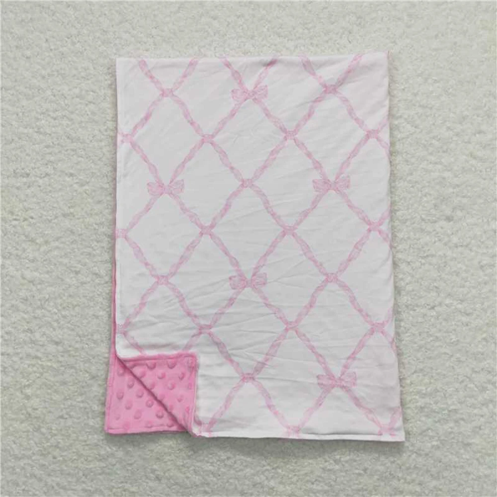 

Baby Girls Pink Bows Minky Blankets for Soft Pink Bow Baby Girls Blankets Comforter Blanket 29*43 inches