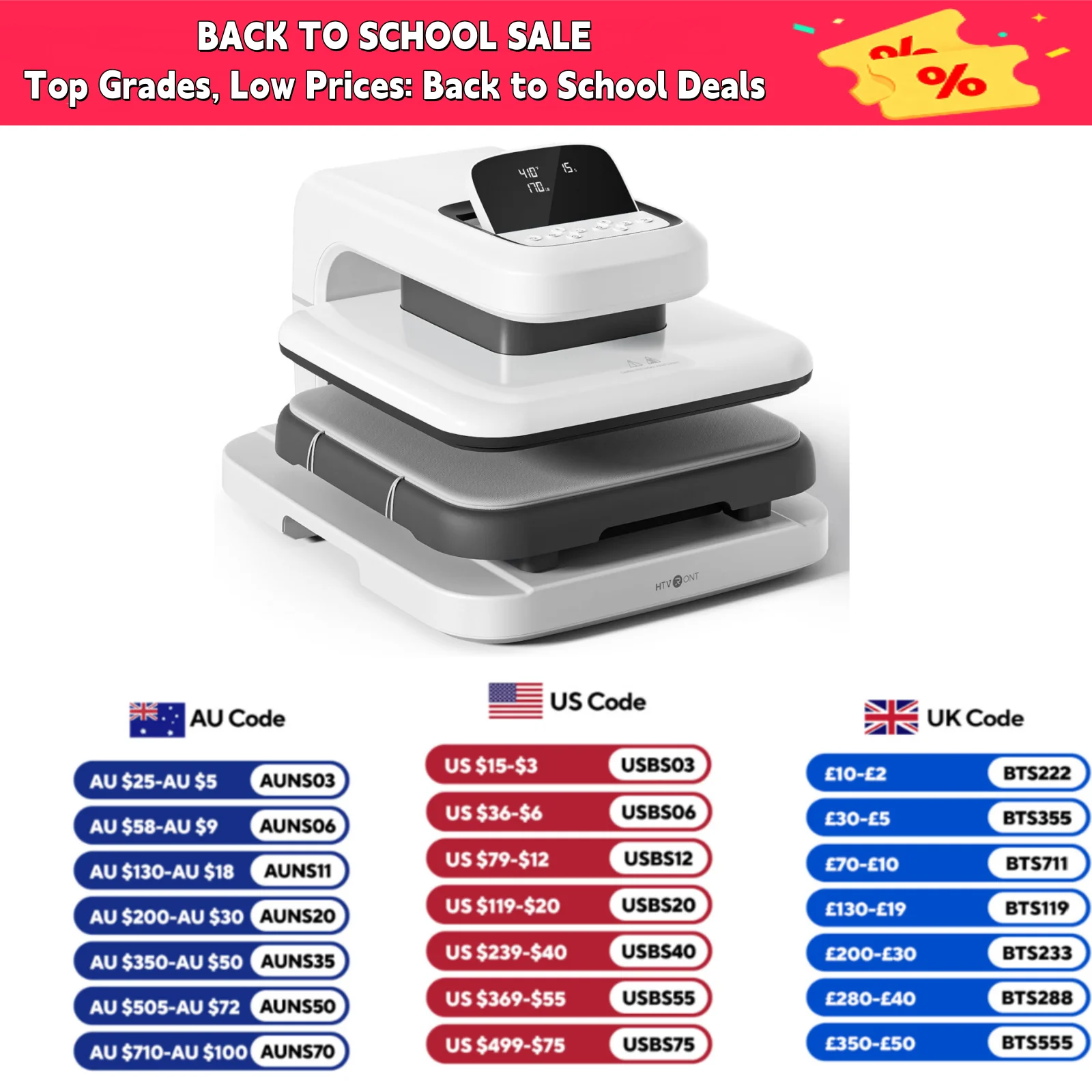 HTVRONT Auto Heat Press 2 -Heat Press Machine Heats Up Fast and Evenly 15x15 for T Shirts HTV, Sublimation, Heat Press Projects