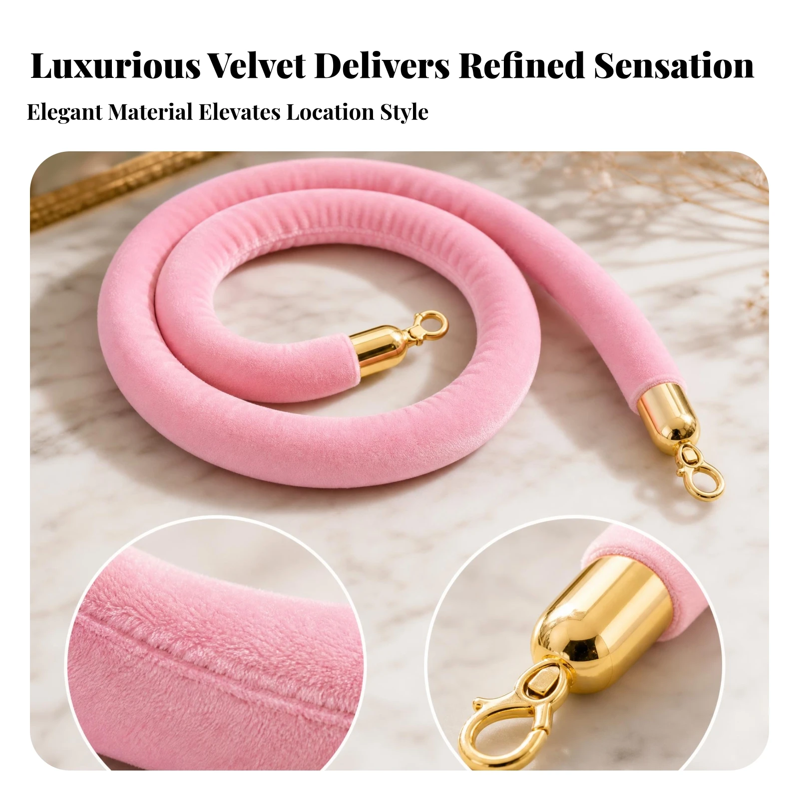 4 Pieces Metal End Fittings Event Accessory Easy to Connect Velvet Barrier Rope Premium Finish Velvet Stanchion Rope