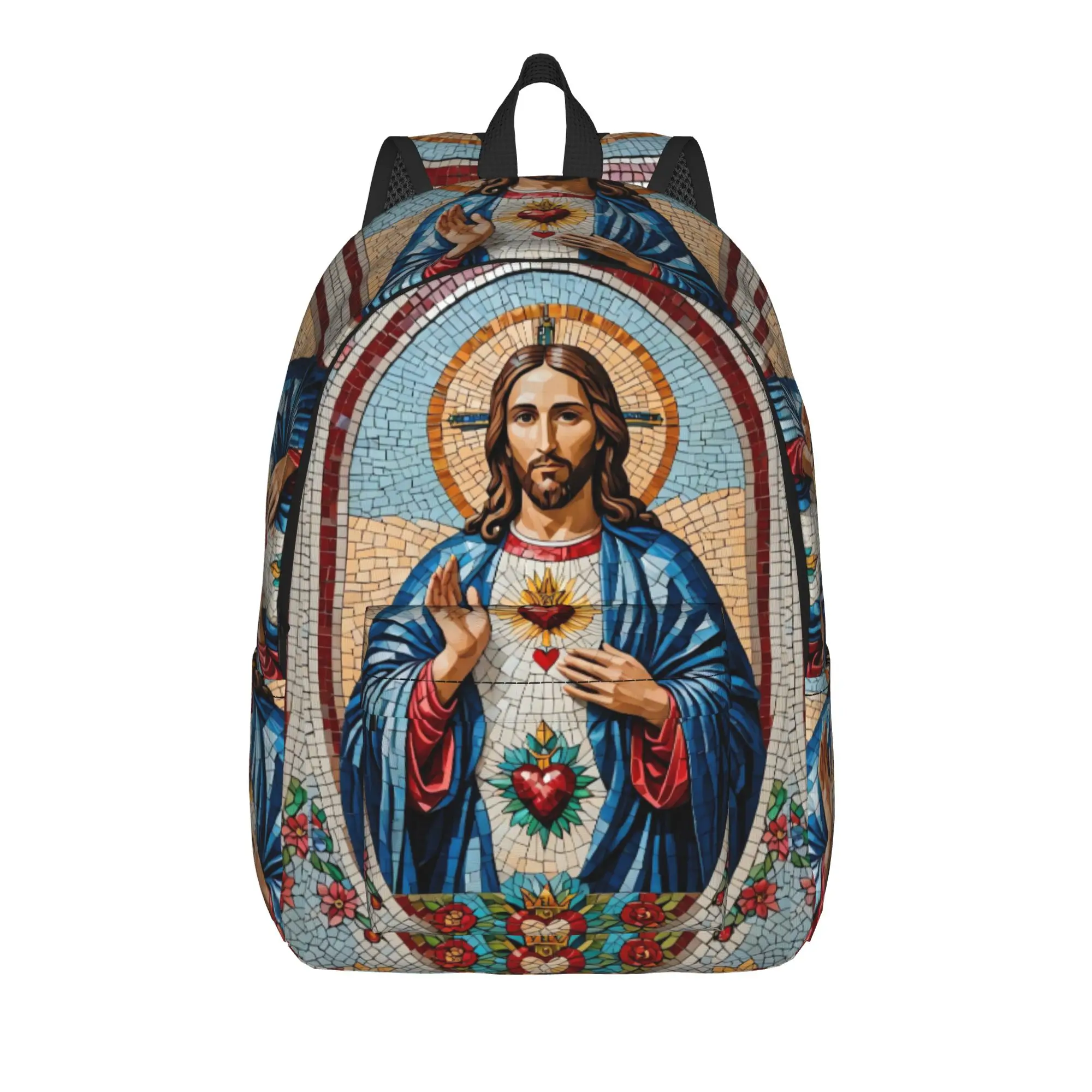 Sacred Heart Jesus Backpack Student  Lightweight Backpacks Polyester Stylish School Bags Travel Custom Rucksack