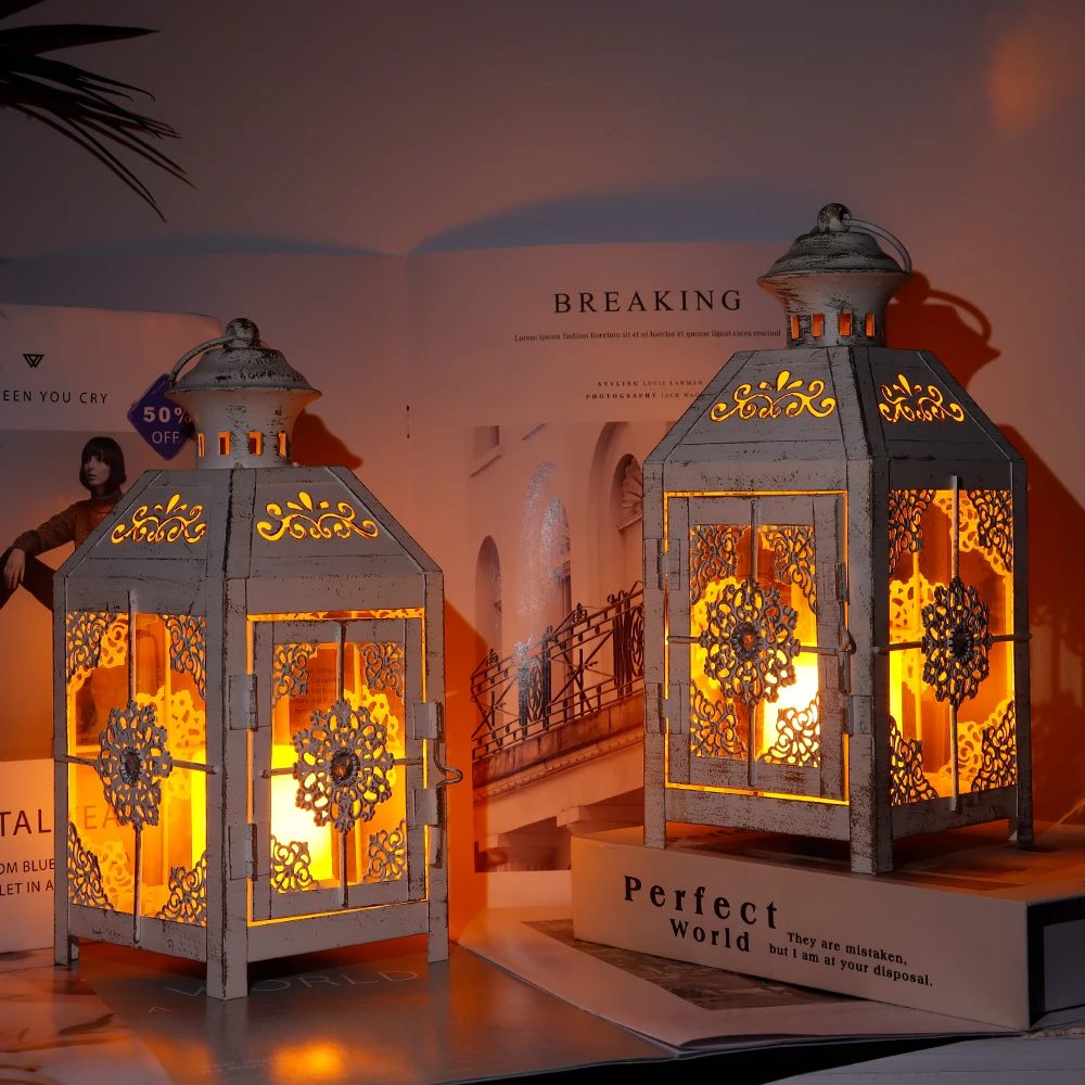 Set of 2 Vintage Candle Holder Decorative Lantern Hanging Candle Lantern for  Wedding Parties Patio Indoor Outdoor Home Decor