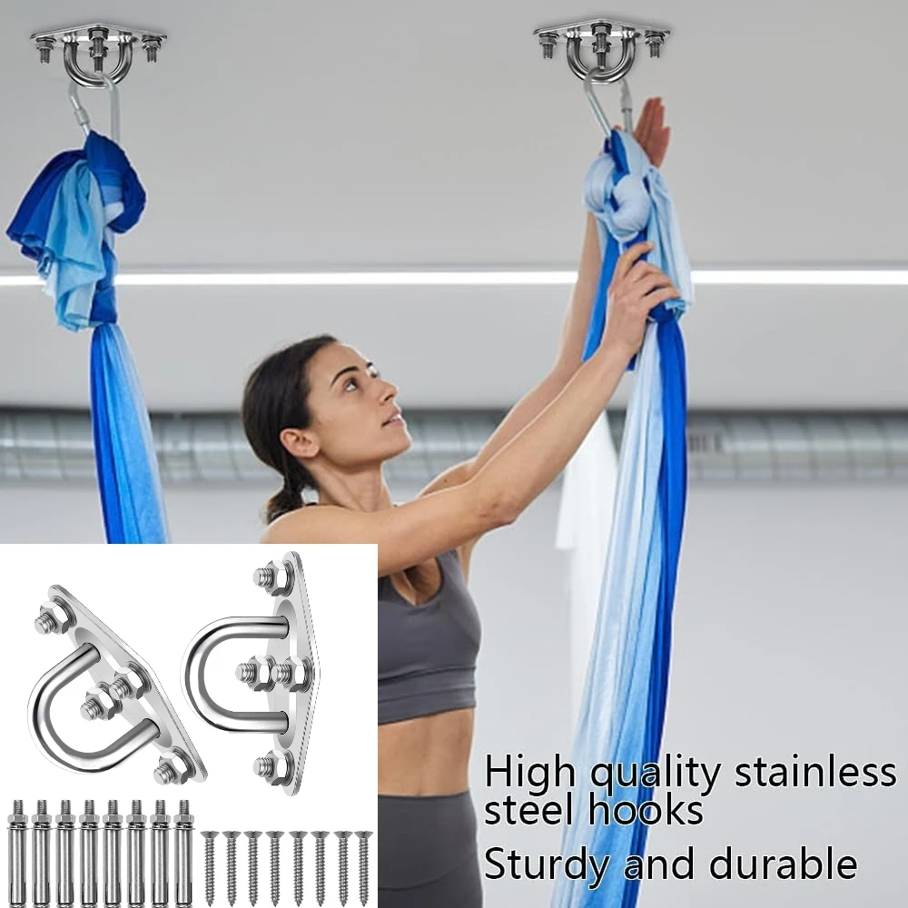 

18pcs Door Buckle Stainless Steel Sand Bag Ceiling Hook, Swing Yoga Hammock-hanging Set, Load-bearing Fixed Hook Accessories