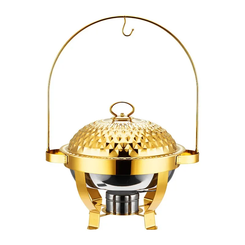 Gold-Chafing-Dish Golden Buffet Dishes Rose Gold Food Warmer Copper Round Set Chafing Dish