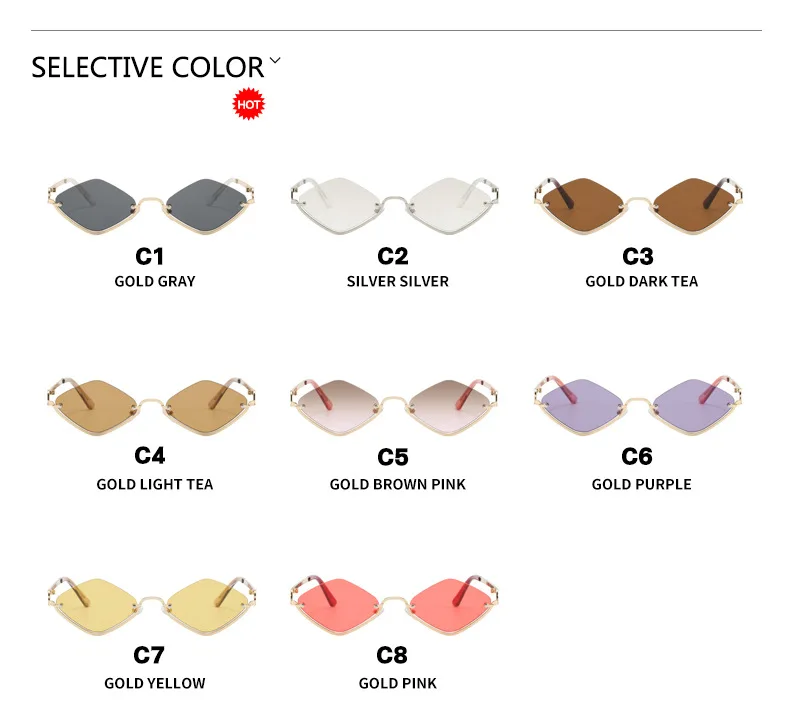 Retro Kleine Unregelmäßige Halbrahmen-Metallsonnenbrille für Damen, Trendige Leichte Schmale Goldene Sonnenbrillen – Detail 5
