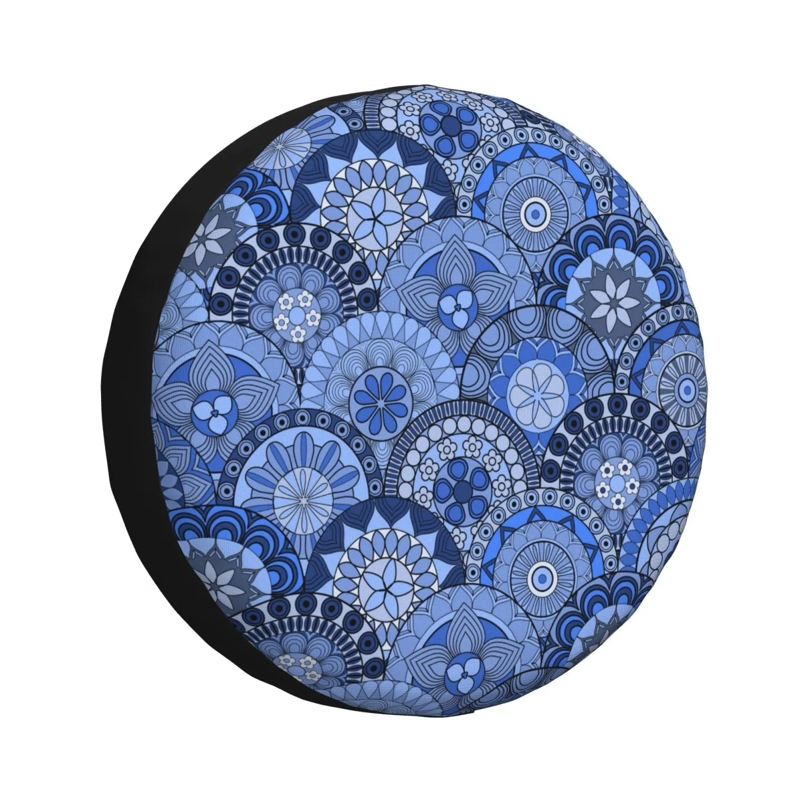 

Blue Mandala Spare Tire Cover Adjustable Polyester Protector for Trailer SUV