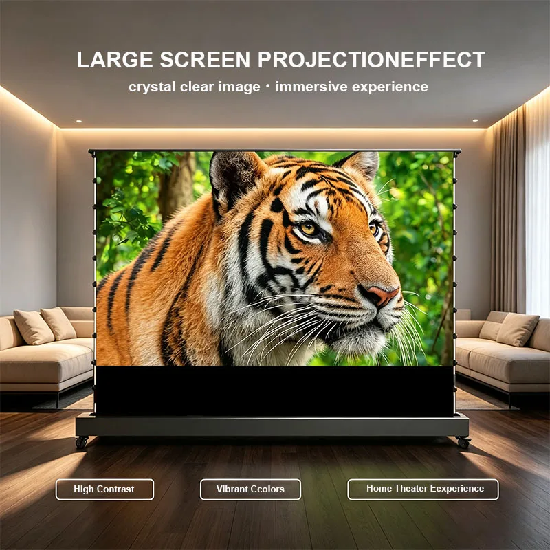 Yovanxer APEX UST Electric Floor Rising Screen Max 150'' ALR 4K HDR with HiFi Sound Smart Voice Mobile Stand for Home Theater