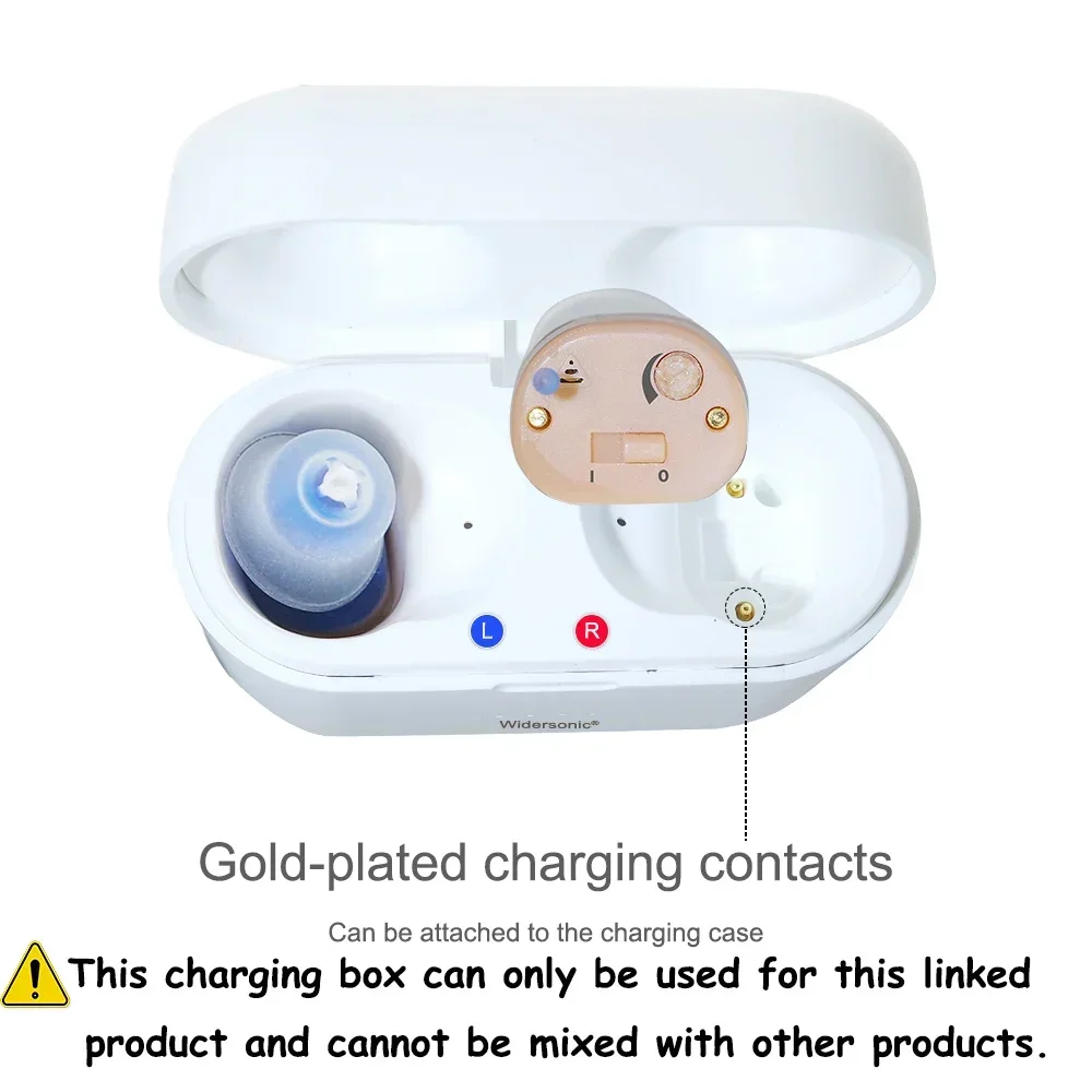 Rechargeable Hearing Aid Audifonos V30 ITC Invisible Earbuds Adjustable Tone Sound Amplifier In-Ear Hearing Device