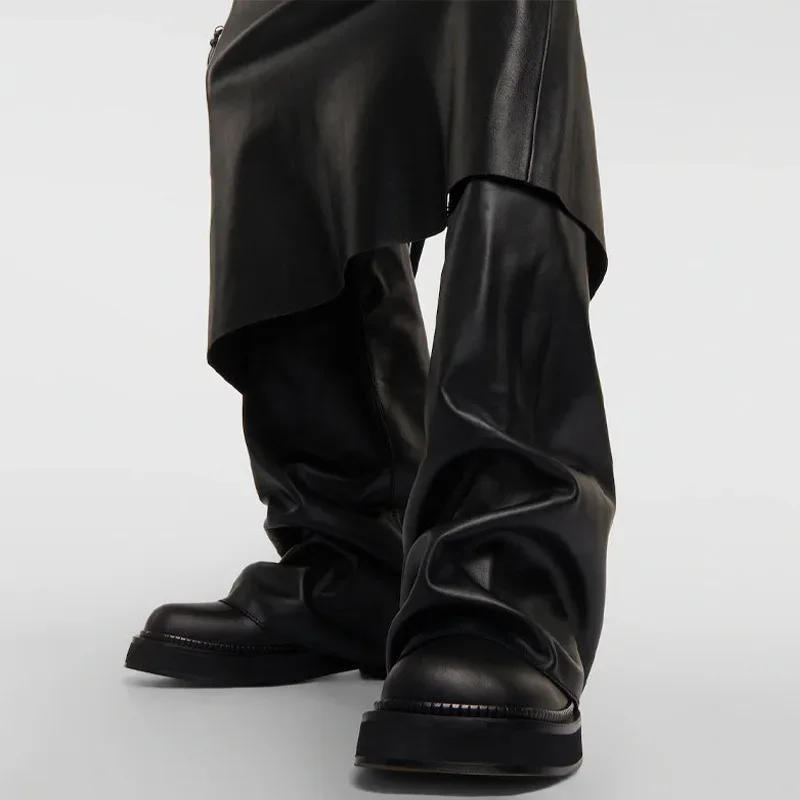 

Hot Girl Avant-Garde Large Size Knee-Length Warrior Boots Lady New Style Round Toe Thick Bottom Large Tube Pleated Trouser Boots