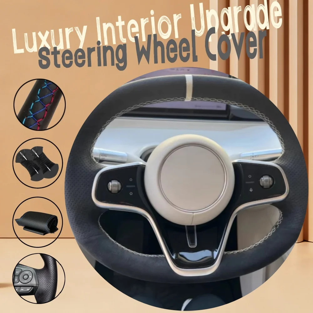 Funda de Volante Personalizada Antideslizante y Cómoda de Cuero de Gamuza para Coche S7 XiangJie S9, Cubre Volante para Aito ZhiJie