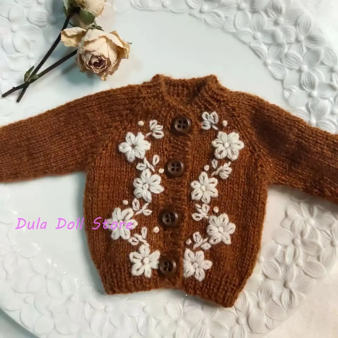 Dula Doll Clothes Dress Small chrysanthemum sweater Blythe Qbaby ob24 ob22 1/6 6 points body