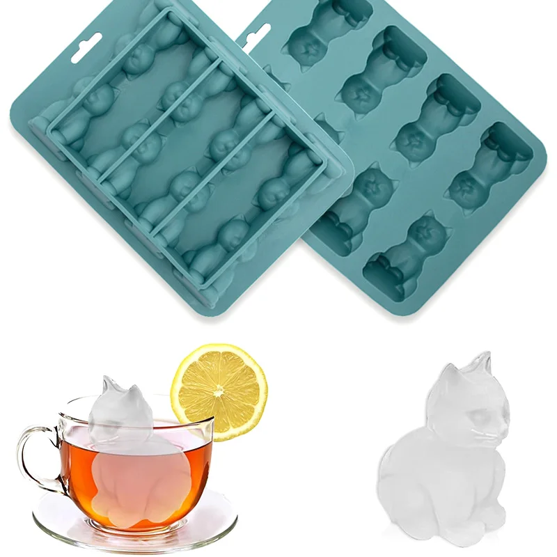 3D Cat Ice Cube Mold, Easy To Release Silicone Ice Hockey Machine, Suitable For Cold Drinks, Whiskey, And Cocktails, BPA Free