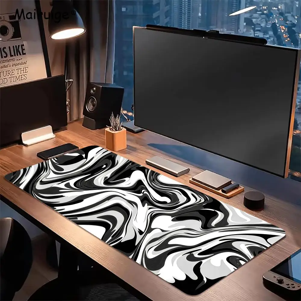 Abstract Fluid Non Slip Rubber Desk Mat Computer Keyboard Pad For Work Pc Accessories Setup Gaming Mats Extended Pad Mouse Pads