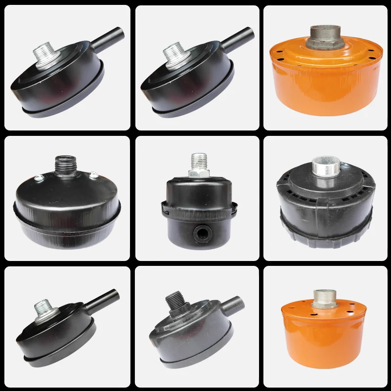 16/21/32mm Male Thread Plastic Metal Filter Muffler for Air Compressor Air Intake Filter Black