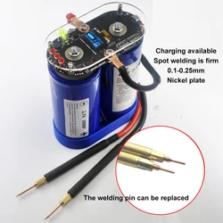 Handheld Farad Capacitor Spot Welder, alta potência, pulso duplo, máquina de solda para 18650, 21700, 26650, 32650 bateria, 0,05-0,3mm