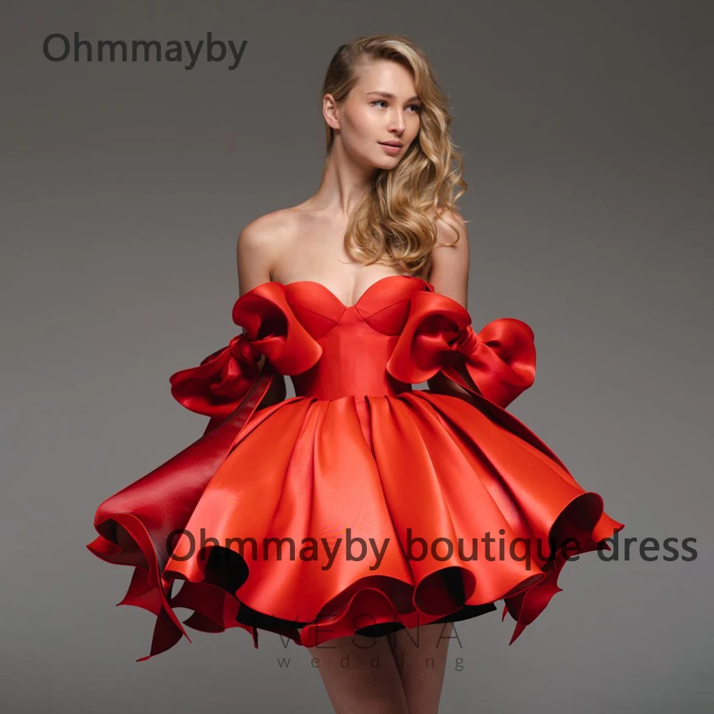 

Red Short Homecoming Dresses for Teens 2024 Sparkly Satin Sweetheart Prom Party Dress with Bow Pockets Evening Graduation Gown