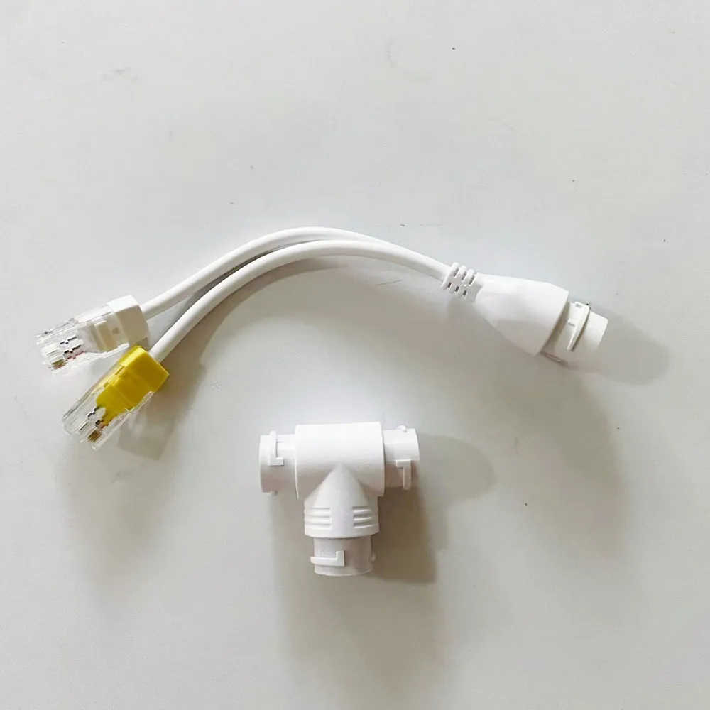 POE Camera Simplified Cable Connector Splitter 2-in-1 Cable Connector Three-way RJ45 Head POE Camera Install
