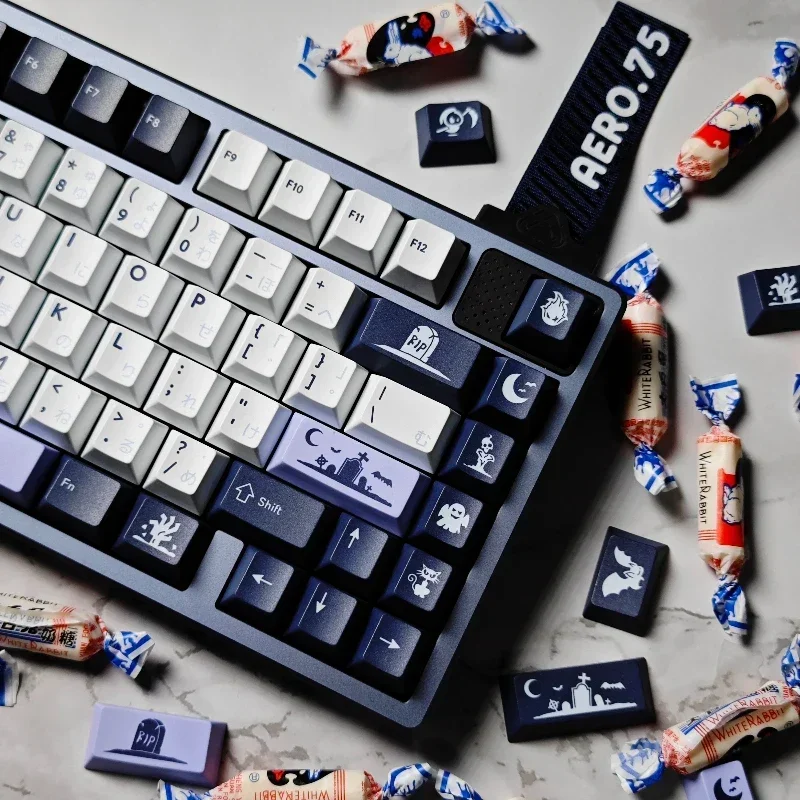 DOMIKEY Zero-G Studio Keycaps Custom Midnight NgrAGPsZ Keycap PBT Cherry Profile Ergonomic Cartoon Point Key Caps for Gamers