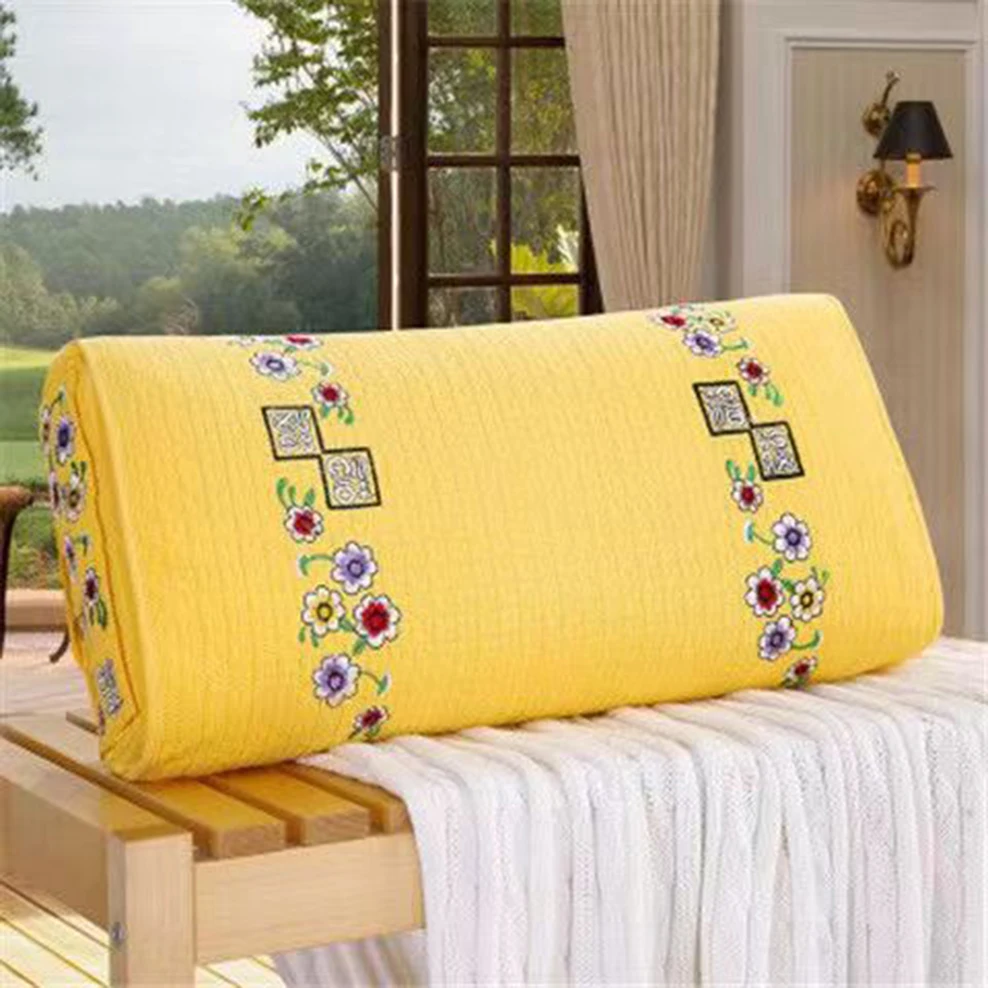 Korean Style Buckwheat Pillow, Folk Custom Square Pillow, Cotton Embroidered Pillow, 3-Layers Of Cotton Healthy Cervical Pillow