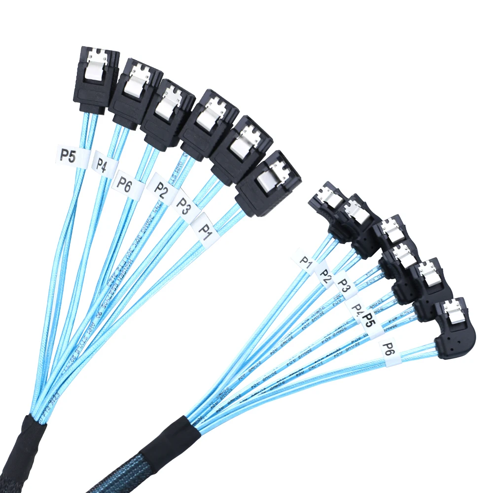 Internal SATA6 SATA Host to 6SATA Left Bend 7pin Target Hard Disk 12Gbps Data Server Raid Cable