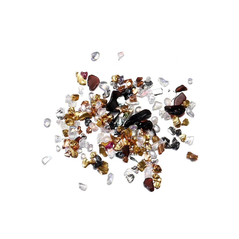 Magic Color Mixed Stone Irregular Heterosexual Clear Crystal Glass Sand Quicksand Pen Knife Diy Nail Filler Decoration