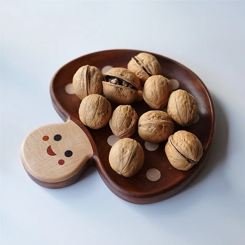 Creative Little Mushroom Plates Dinnerware Pastoral Wind Lovely Creative Snack Plate Solid Wood Japanese Dried Fruit Plate