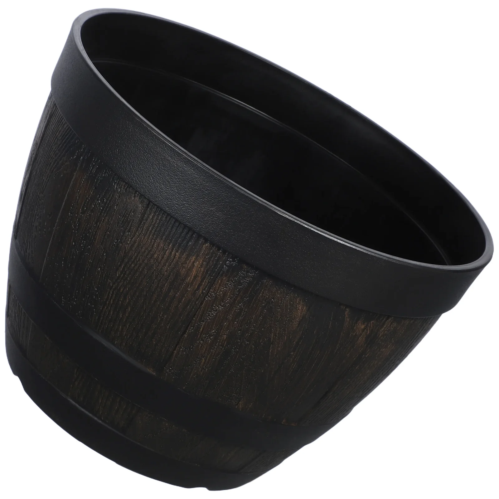 

Retro Imitation Wooden Barrel Flower Planter Vintage Plastic Garden Pot Decorative Bucket for Balcony Office Courtyard Succulent