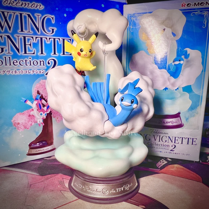 Genuine Re-ment Pokemon Swaying Swing 2 Figure Original Sylveon Pikachu Piplup Oshawott Action Figurines Model Statue Doll Toys