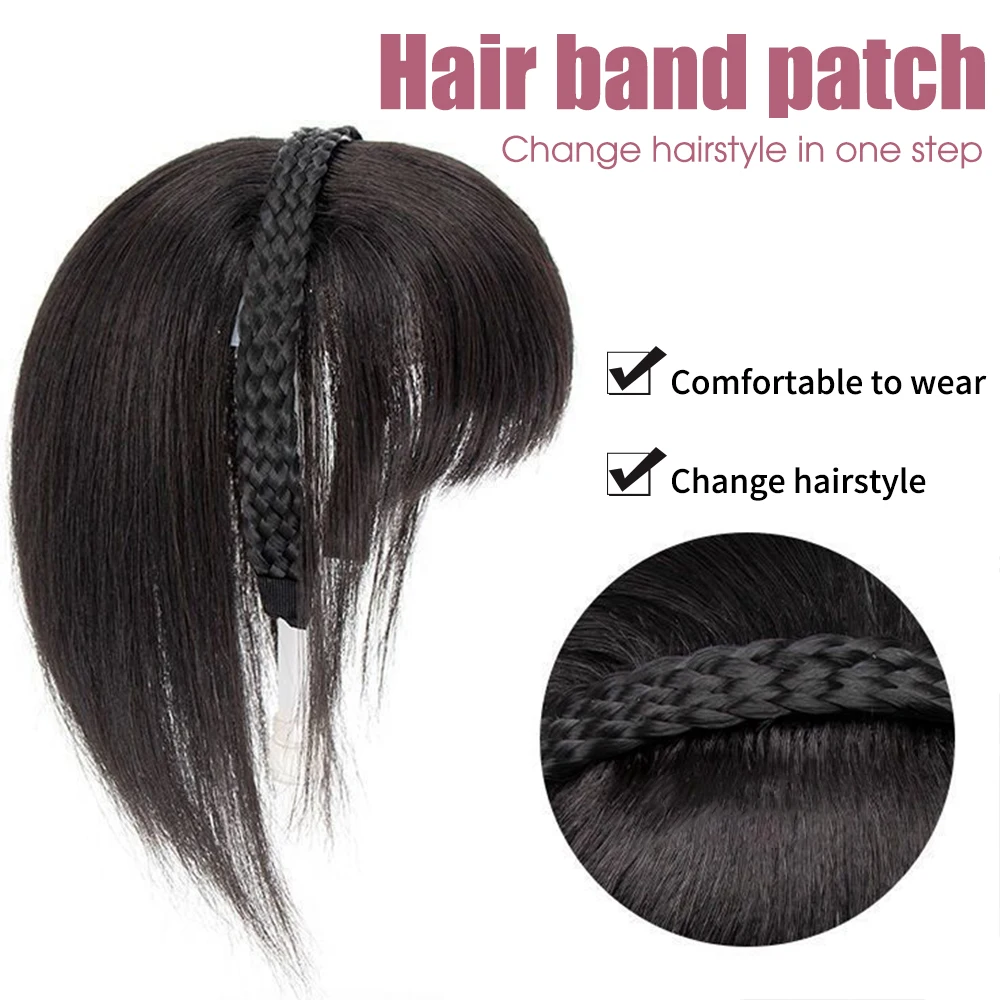 New Braided Headband Wig Synthetic Fake Bangs Hair Fringe Bands Braids Hair Extensions Hairpieces Headwear Hair Accessories