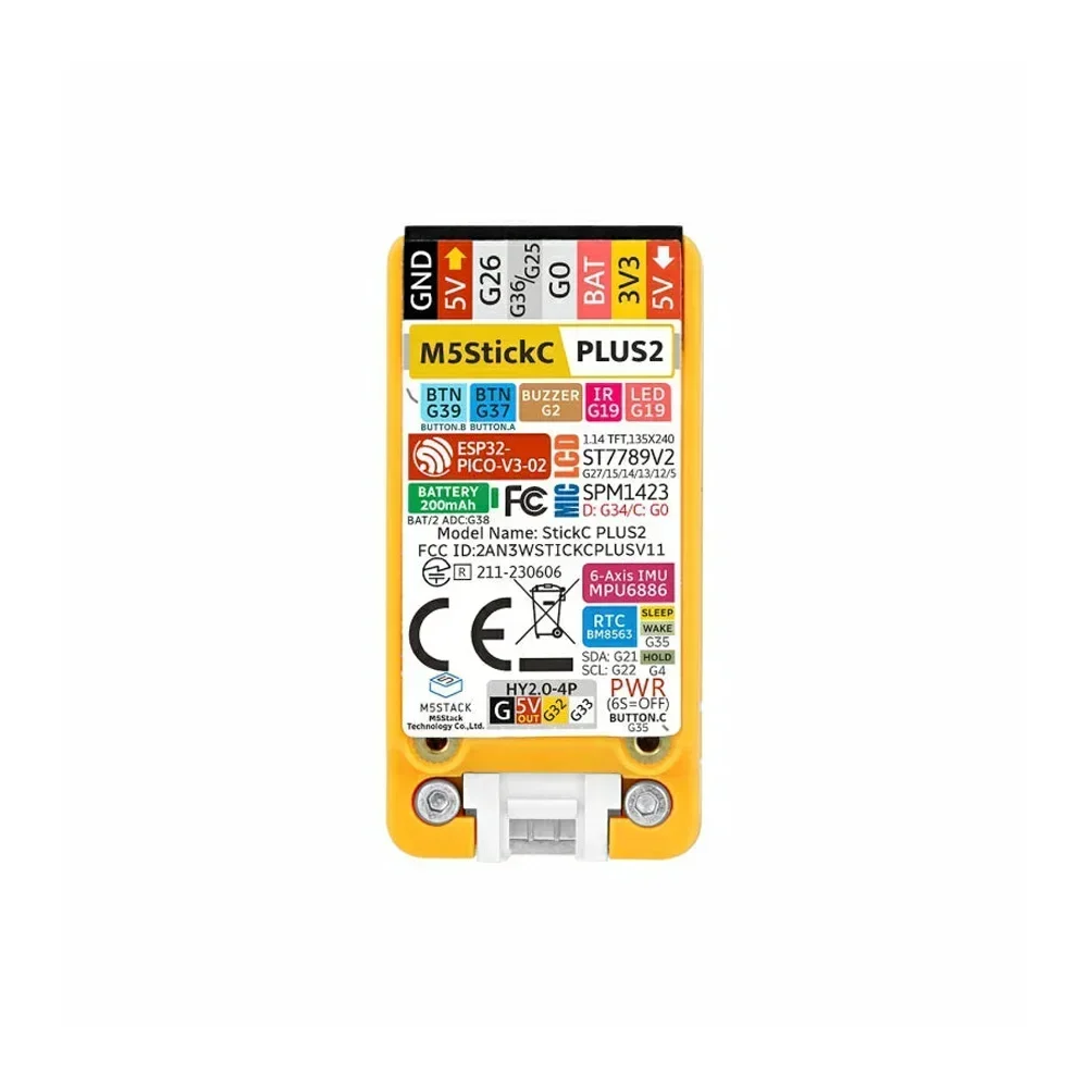 لوحة M5StickC Plus2 ESP32 IoT للمنزل الذكي Arduino، WiFi Bluetooth IR 1.14 بوصة تعمل باللمس PICO-V3-02 Dev Board