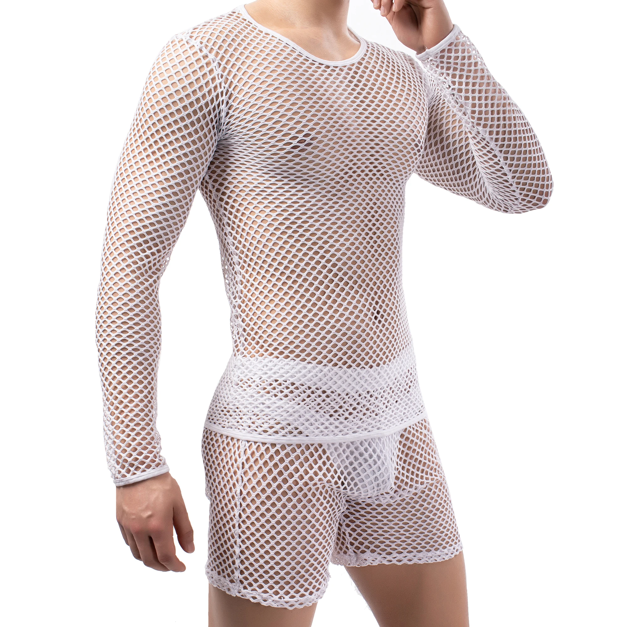 

Сексуальные мужские майки, сетчатые футболки в сеточку, жилет, прозрачные футболки, топы + сексуальные трусы-боксеры с вырезами, нижнее белье, комплект мужской одежды