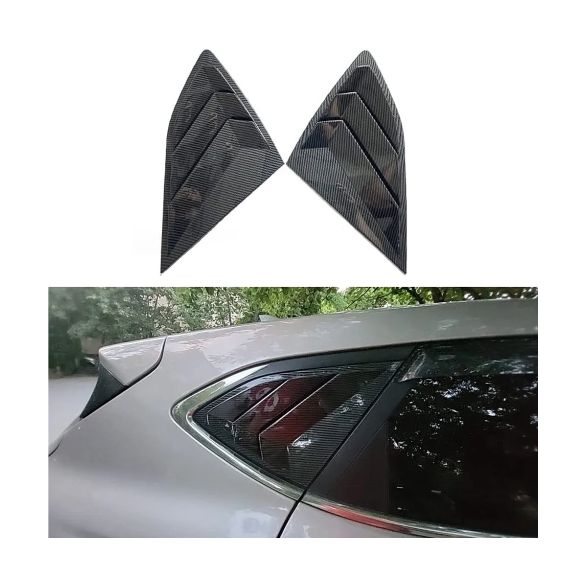 Rear Side Window Louvers Air Vent Scoop Shades Panel Trim Accessories for Hyundai Tucson 2016-2020 - ABS Carbon Fiber